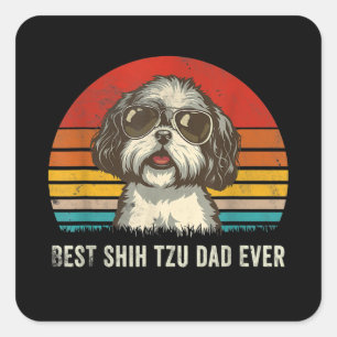 Adesivo Quadrado Melhor Pai Shih Tzu Já Engraçado Pai Shih Tzu Gi