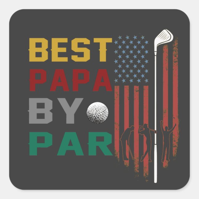 Adesivo Quadrado melhor papa de par golf T-Shirt (Frente)