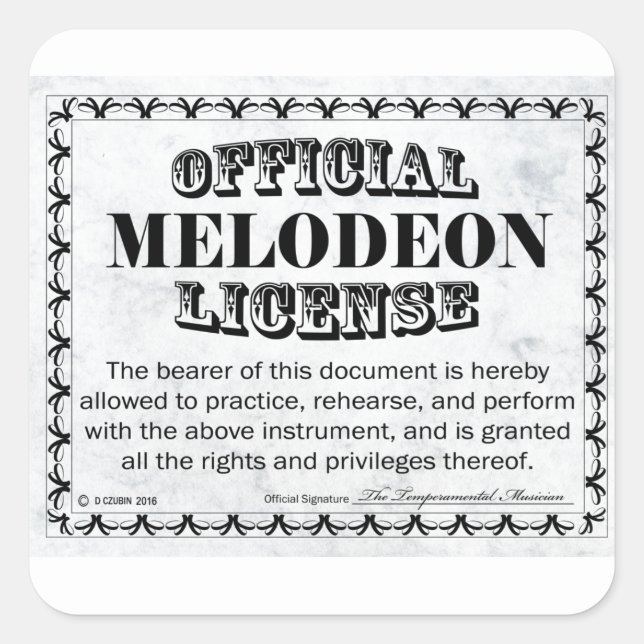 Adesivo Quadrado Melodeon License Square Sticker (Frente)