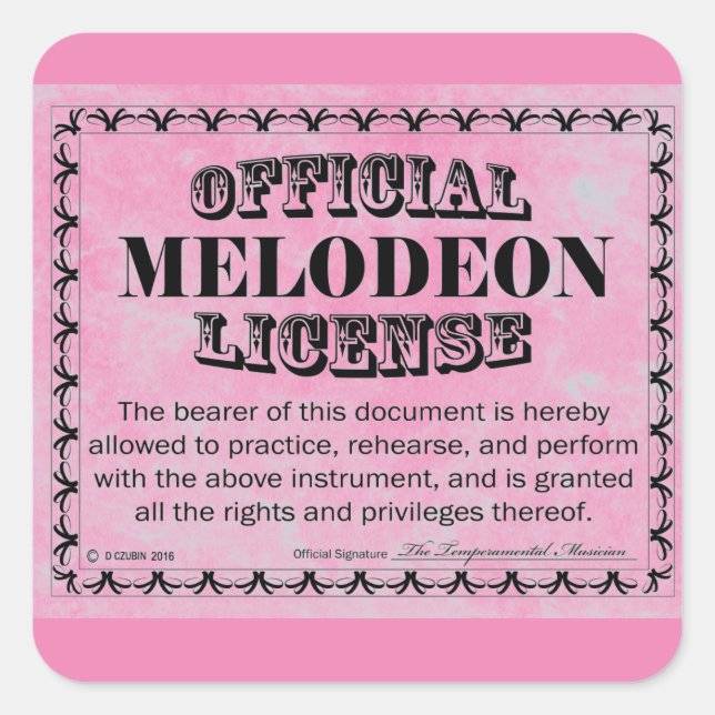 Adesivo Quadrado Melodeon License Square Sticker (Frente)