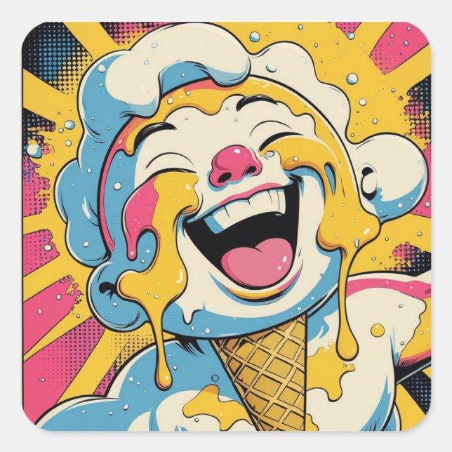 Adesivo Quadrado Melting Joy – Ice Cream Pop Art Explosion (Frente)