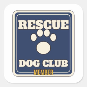 Adesivo Quadrado Membro do Clube de Cães Resgatados Impressão de Pa