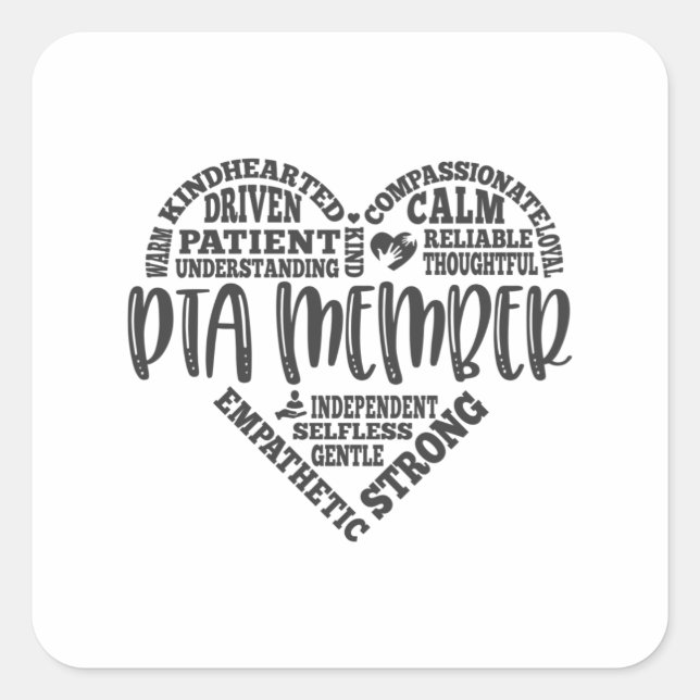 Adesivo Quadrado membro do PTA, associação de professores pais (Frente)
