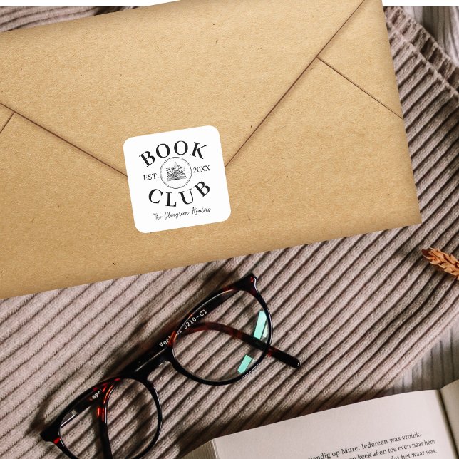 Adesivo Quadrado Membros do Clube do Livro Personalizados Fofos (Criador carregado)