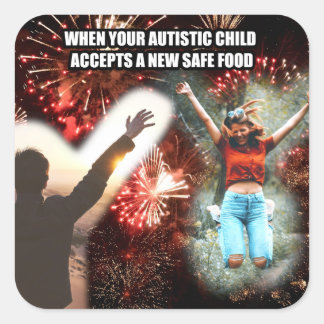 Adesivo Quadrado Meme de Celebração de Comida Segura para Crianças 