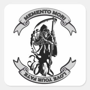 Adesivo Quadrado MEMENTO MORI Ama A Sua Ceifadora do Destino