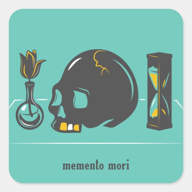 Adesivo Quadrado Memento Mori Stickers (Frente)