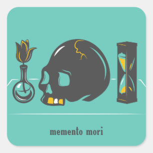 Adesivo Quadrado Memento Mori Stickers