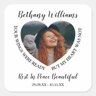 Adesivo Quadrado Memória de Foto Cardíaca Personalizada Moderna