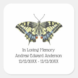 Adesivo Quadrado Memorial de Borboleta Personalizado Perda de Ente