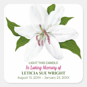 Adesivo Quadrado Memorial Funeral Lily Flower