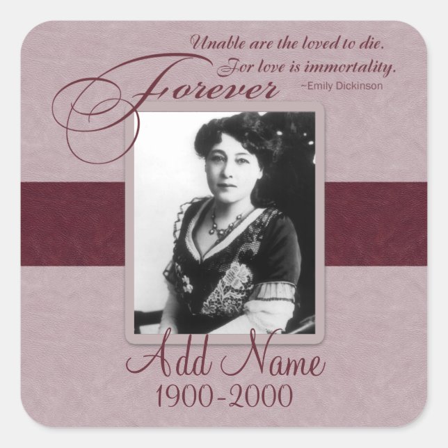 Adesivo Quadrado Memorial Personalizado Ama para Sempre (Frente)