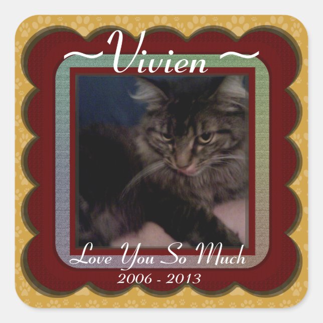 Adesivo Quadrado Memorial Pet Personalizável (Frente)
