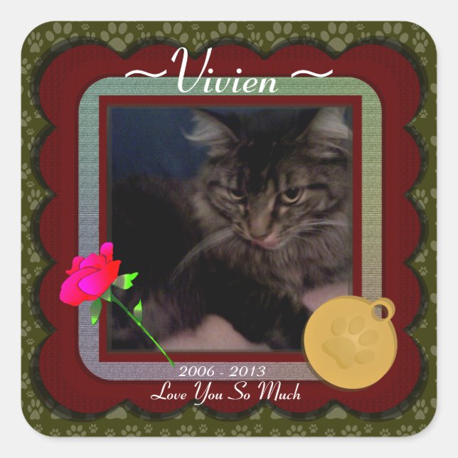 Adesivo Quadrado Memorial Pet Personalizável (Frente)