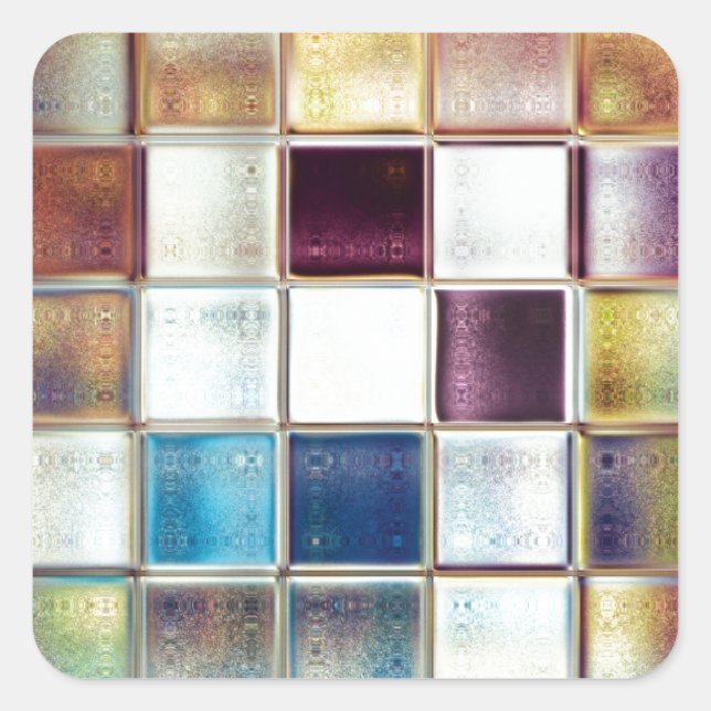 Adesivo Quadrado Memórias Tropicais Arte do Azulejo Mosaico (Frente)