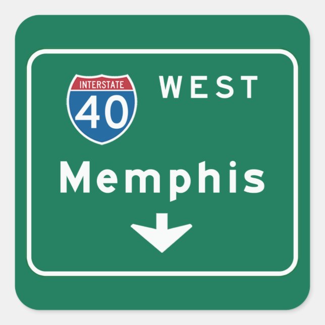Adesivo Quadrado Memphis, TN Road Sign (Frente)