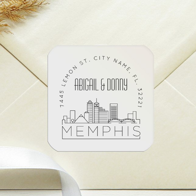 Adesivo Quadrado Memphis Wedding | Selo de Envelope Pré-Endereçado (Criador carregado)