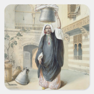 Adesivo Quadrado Menina árabe nova que retorna do Hammam no Cairo