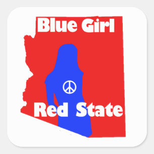 Adesivo Quadrado Menina azul em um estado vermelho - arizona
