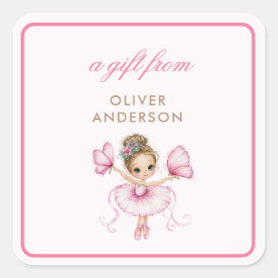Adesivo Quadrado Menina Bailarina Rosa Caprichosa