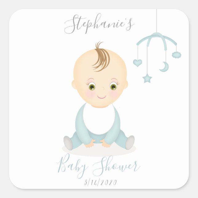 Adesivo Quadrado Menina bonita e seu Chá de fraldas móvel (Frente)