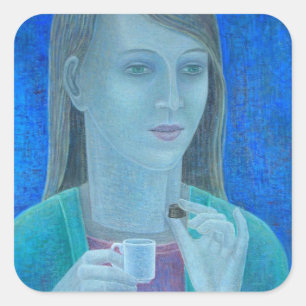 Adesivo Quadrado Menina com chocolate 2011