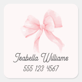 Adesivo Quadrado Menina com Laço Rosa Personalizado