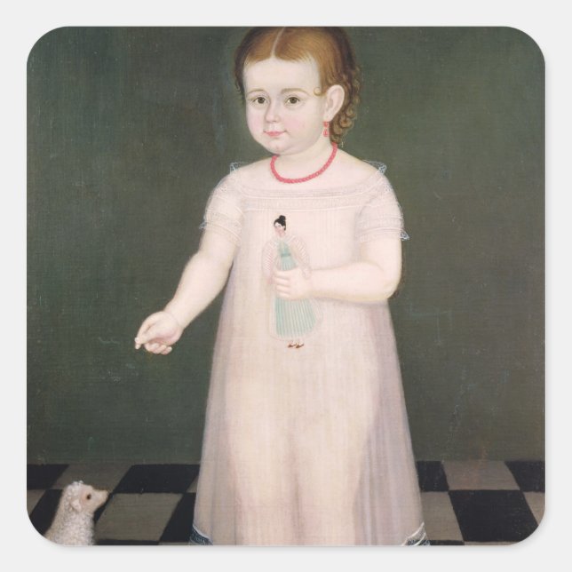 Adesivo Quadrado Menina com uma boneca, 1838 (Frente)