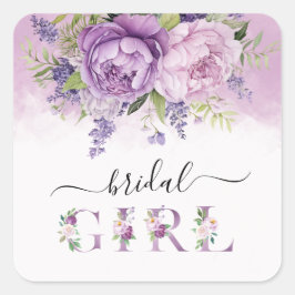 Adesivo Quadrado Menina de Chuveiro de Noiva de Flores de Jardim Ro