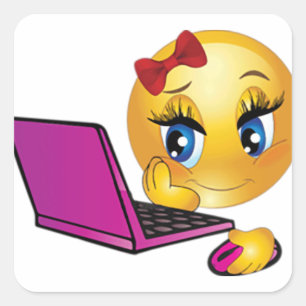 Adesivo Quadrado Menina de Emoji do laptop