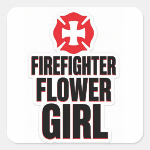 Adesivo Quadrado Menina de flores bombeiro