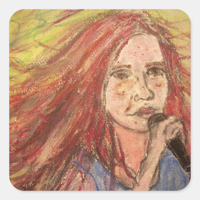 Adesivo Quadrado Menina de Rocker mais legal (Frente)