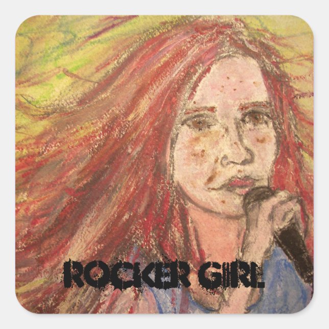 Adesivo Quadrado Menina de Rocker mais legal (Frente)