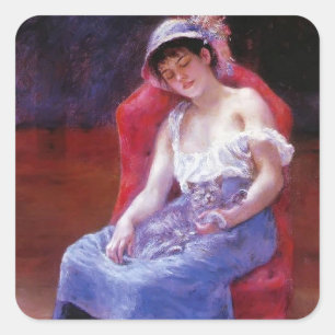 Adesivo Quadrado Menina de sono de Pierre Renoir- (menina com um
