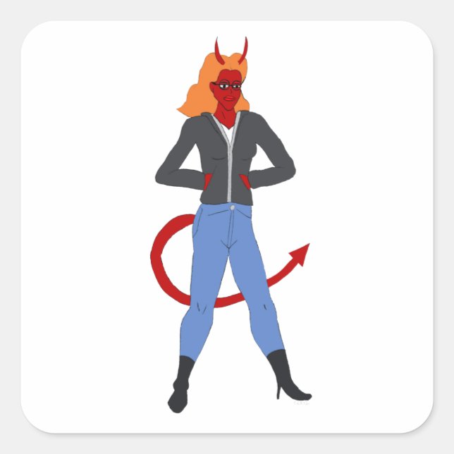 Adesivo Quadrado menina diabólica (Frente)