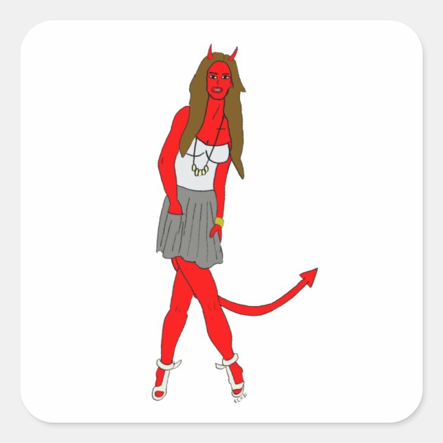 Adesivo Quadrado menina diabólica (Frente)