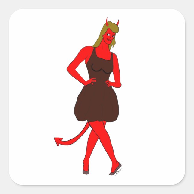 Adesivo Quadrado menina diabólica (Frente)