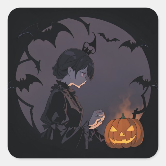 Adesivo Quadrado menina do halloween (Frente)