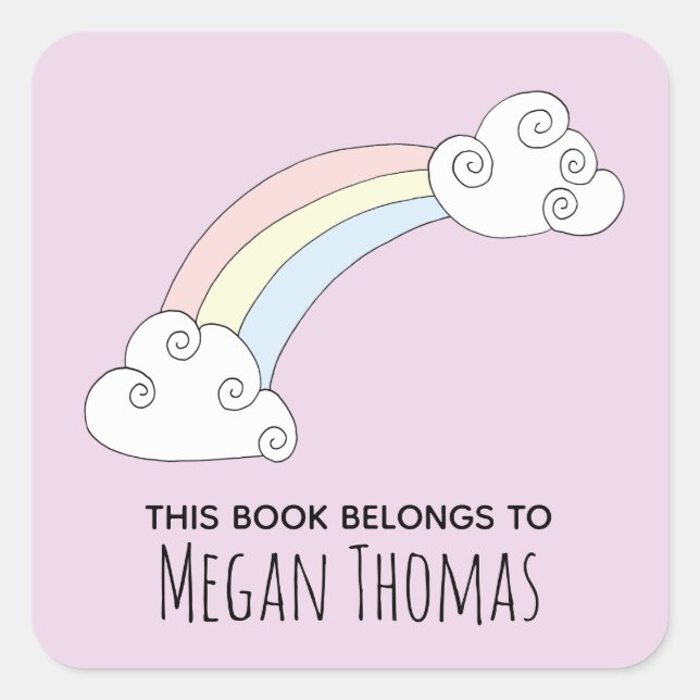 Adesivo Quadrado Menina é bonita Este livro pertence ao nome do arc (Frente)