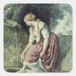 Adesivo Quadrado Menina em uma canalização