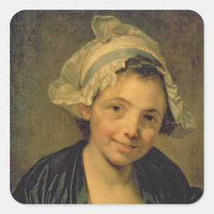 Adesivo Quadrado Menina em uma capota, 1760s