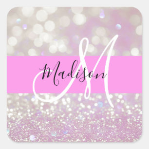 Adesivo Quadrado Menina Lilac Shimmer Glitter Gelipifica Nome do Mo