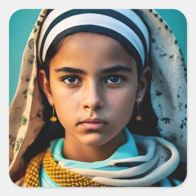 Adesivo Quadrado menina marrom de Yamen (Frente)