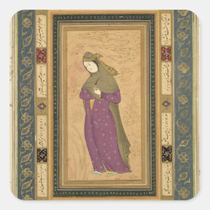 Adesivo Quadrado Menina que guardara um aigrette, do grande Alb de