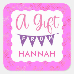 Adesivo Quadrado Meninas Bonito Pink Birthday Gift Stickers