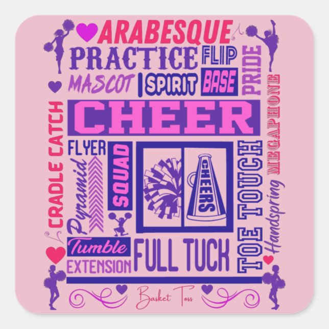 Adesivo Quadrado Meninas Cheerhead Purple Typografia (Frente)