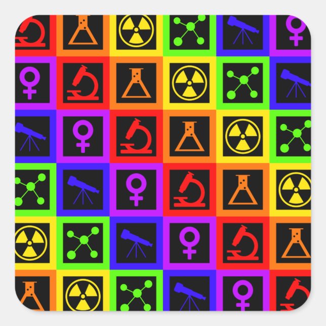 Adesivo Quadrado Meninas em Ciência (Frente)