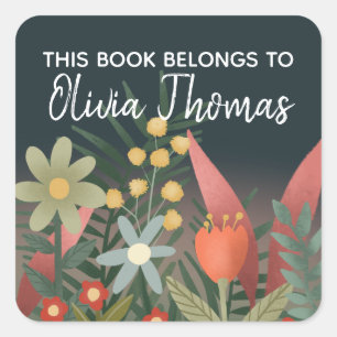 Adesivo Quadrado Meninas Façam "Este Livro" Flores: Garotos Bookpl