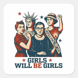Adesivo Quadrado Meninas Serão Feministas Mulheres Empoderadas