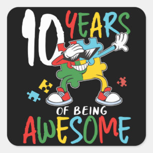 Adesivo Quadrado Menino De 10 Anos De Aniversário Ou Menina Autism